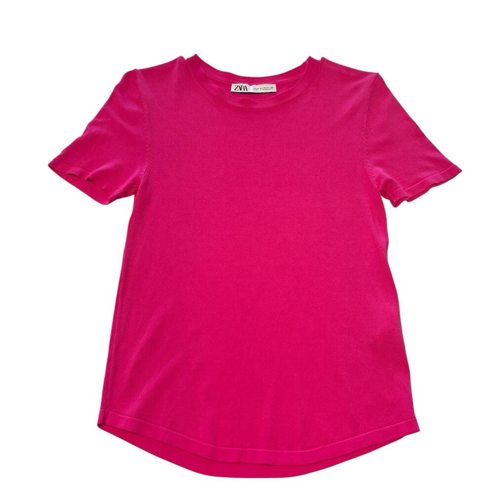 ZARA PINK KNIT T-SHIRT SIZE MEDIUM